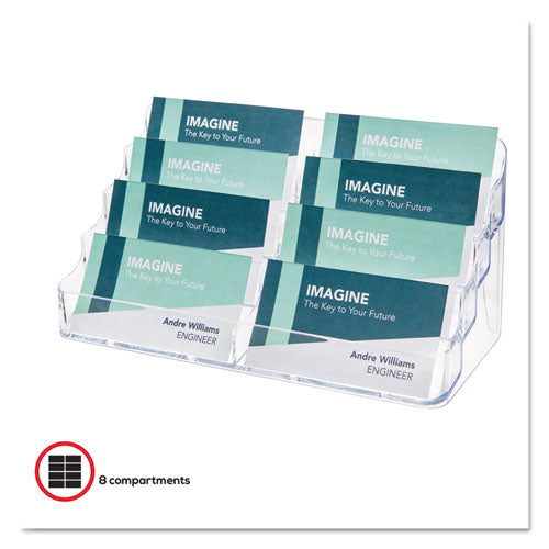 Image of deflecto® 70801 8-Pocket Business Card Holder, Holds 400 Cards, 7.78 X 3.5 X 3.38, Plastic, Clear