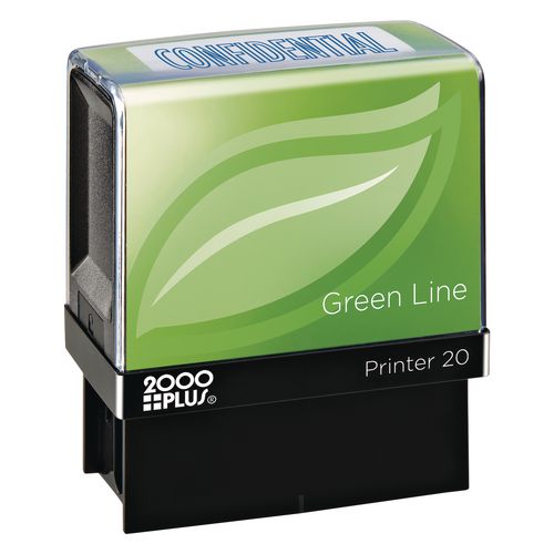 Image of COSCO 2000PLUS® 098374 Green Line Message Stamp, Confidential, 1.5 x 0.56, Blue