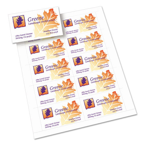 Image of Avery® 08870 True Print Premium Clean Edge Business Cards, Inkjet, 2 x 3.5, White, 10 Cards/Sheet, 100 Sheets/Box