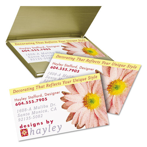Image of Avery® 08869 True Print Print-to-the-Edge Premium Business Cards, Inkjet, 2 x 3.5, White, 8 Cards Sheet, 20 Sheets/Pack