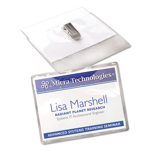 Image of Avery® 05384 Clip-Style Name Badge Holder With Laser/inkjet Insert, Top Load, 4 X 3, White, 40/box