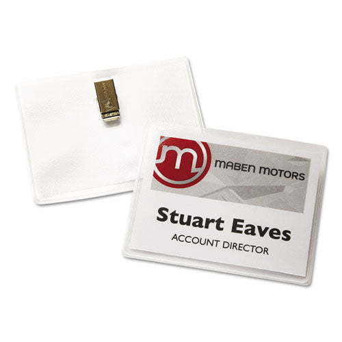 Image of Avery® 05384 Clip-Style Name Badge Holder With Laser/inkjet Insert, Top Load, 4 X 3, White, 40/box