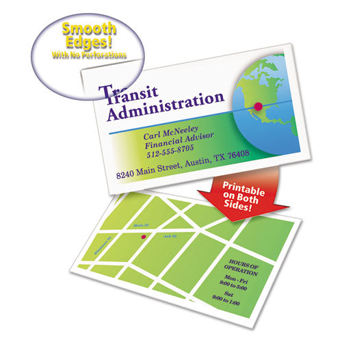 Image of Avery® 08870 True Print Premium Clean Edge Business Cards, Inkjet, 2 x 3.5, White, 10 Cards/Sheet, 100 Sheets/Box