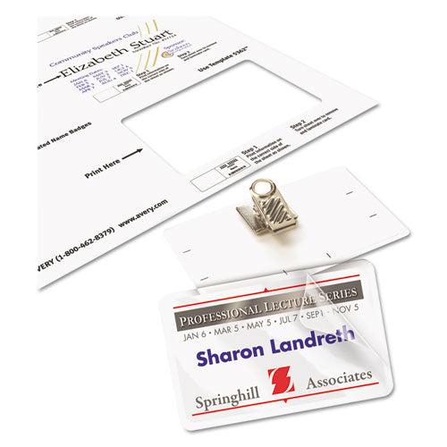 Image of Avery® 05362 Self-Laminating Laser/Inkjet Printer Badges, 2.25 x 3.5, White, 30/Box