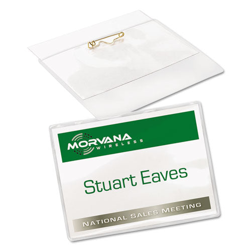 Image of Avery® 74540 Pin-Style Badge Holder With Laser/inkjet Insert, Top Load, 4 X 3, White, 100/box