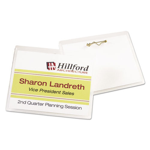 Image of Avery® 74540 Pin-Style Badge Holder With Laser/inkjet Insert, Top Load, 4 X 3, White, 100/box