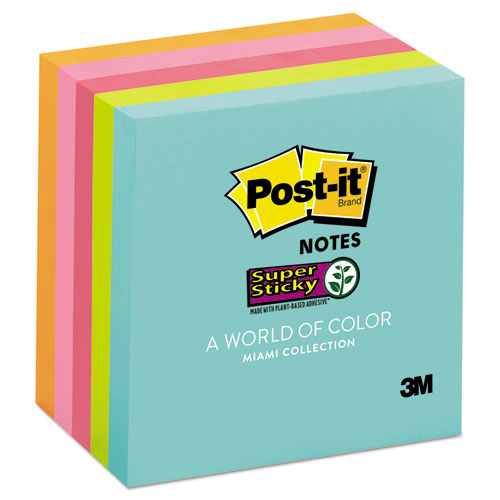 Image of Post-it® Notes Super Sticky 654-5SSMIA Pads in Supernova Neon Collection Colors, 3" x 3", 90 Sheets/Pad, 5 Pads/Pack