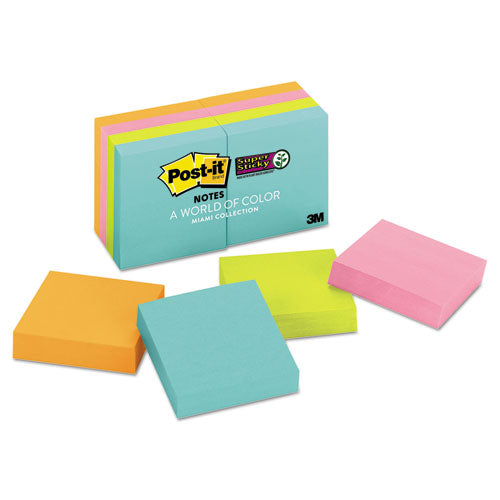 Image of Post-it® Notes Super Sticky 622-8SSMIA Pads in Supernova Neon Collection Colors, 2" x 2", 90 Sheets/Pad, 8 Pads/Pack