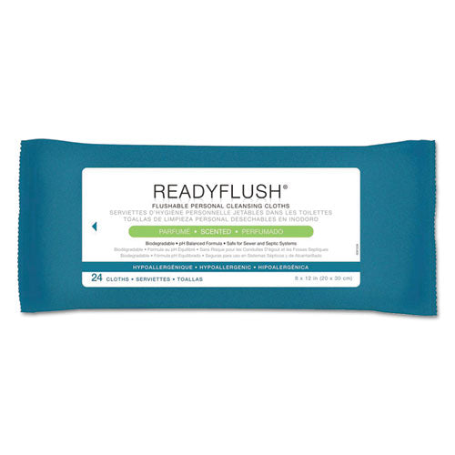 Image of Medline MSC263810 ReadyFlush Biodegradable Flushable Wipes, 1-Ply, 8 x 12, White, 24/Pack, 24 Packs/Carton