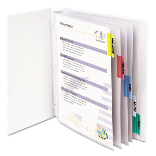 Image of C-Line® 05550 Sheet Protectors with Five Assorted Index Tabs, Heavy-Duty, Side: 3-Hole Punched, Top Load 8.5 x 11 Insert, Clear, 5/Set
