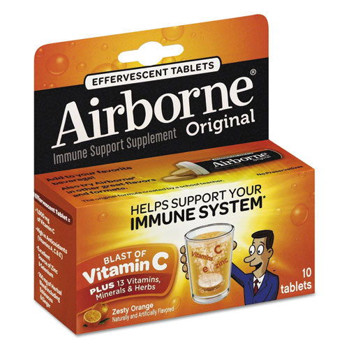 Image of Airborne® 47865-30004 Immune Support Effervescent Tablet, Zesty Orange, 10/box
