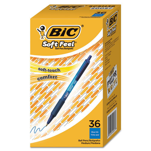 Image of BIC® SCSM361-BE Soft Feel Ballpoint Pen Value Pack, Retractable, Medium 1 Mm, Blue Ink, Blue Barrel, 36/pack