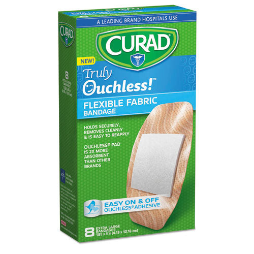 Image of Curad® CUR5003 Ouchless Flex Fabric Bandages, 1.65 X 4, 8/box
