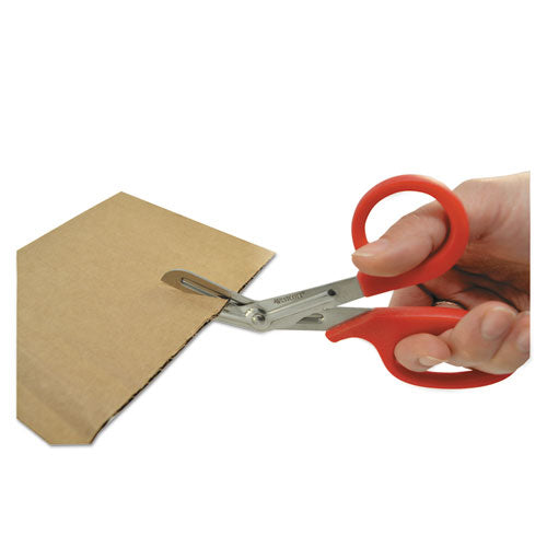 Image of Westcott® ACM10098 Stainless Steel Office Snips, 7" Long, 1.75" Cut Length, Crane-Style Red Handle