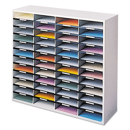 Image of Fellowes® 25081 Literature Organizer, 48 Letter Compartments, 38.25 x 11.88 x 34.69, Dove Gray
