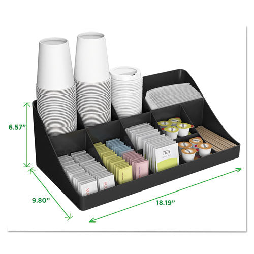 Image of Mind Reader COMORGBLK 11-Compartment Coffee Condiment Organizer, 18.25 x 6.63 x 9.78, Black