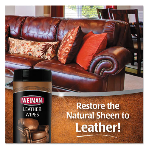 Image of WEIMAN® WMN91 Cleaning Wipes, f/Leather, 7"x8", 30/Can, White