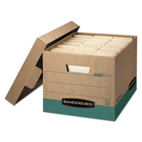 Image of Bankers Box® 12775 R-Kive Heavy-Duty Storage Boxes, Letter/legal Files, 12.75" X 16.5" X 10.38", Kraft/green, 12/carton