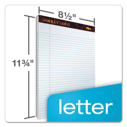 Image of TOPS 63960 Docket Gold Ruled Perforated Pads, Wide/Legal Rule, (50) White 8.5 x 11 Sheets, 12/Pack
