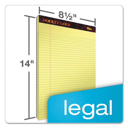 Image of TOPS 63980 Docket Gold Ruled Perforated Pads, Wide/Legal Rule, (50) Canary Yellow 8.5 x 14 Sheets, 12/Pack