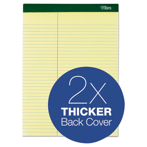 Image of TOPS 63396 Double Docket Ruled Pads, Pitman Rule Variation (Offset Dividing Line - 3" Left), (100) Canary Yellow 8.5 x 11 Sheets, 6/Pack