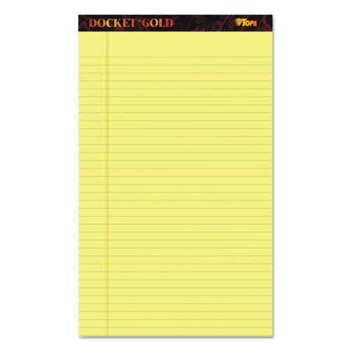 Image of TOPS 63980 Docket Gold Ruled Perforated Pads, Wide/Legal Rule, (50) Canary Yellow 8.5 x 14 Sheets, 12/Pack