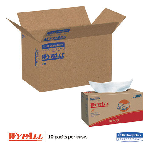 Image of WypAll® 03086 L30 Towels, POP-UP Box, 10 x 9.8, White, 120/Box, 10 Boxes/Carton