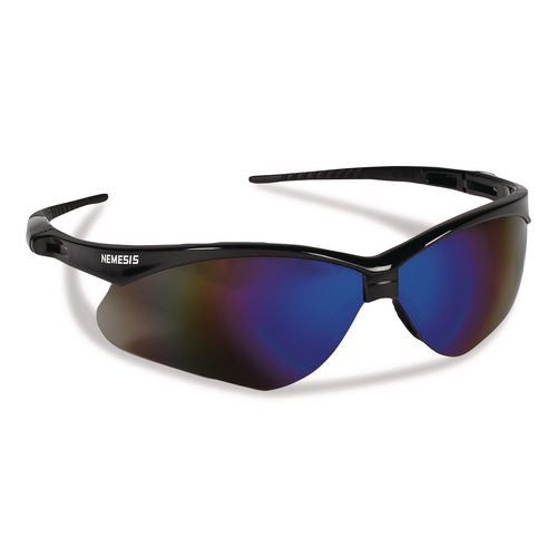 Image of KleenGuard 14481 Nemesis Safety Glasses, Black Half Frame, Mirrored Blue Dual Lens