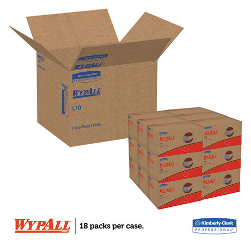 Image of WypAll® 01772 L10 SANI-PREP Dairy Towels, POP-UP Box, 1-Ply,  9 x 10.5, White, 110/Pack, 18 Packs/Carton