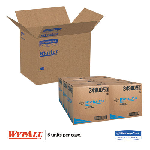 Image of WypAll® 34900 General Clean X60 Cloths, Flat Sheet, 12.5 x 16.8, White, 150/Box, 6 Boxes/Carton