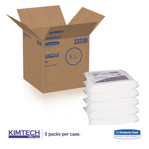 Image of Kimtech 33330 W4 Critical Task Wipers, Flat Double Bag, 12 x 12, Unscented, White, 100/Bag, 5 Bags/Carton