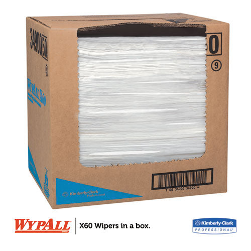 Image of WypAll® 34900 General Clean X60 Cloths, Flat Sheet, 12.5 x 16.8, White, 150/Box, 6 Boxes/Carton