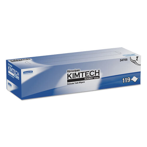 Image of Kimtech 34705 Kimwipes Delicate Task Wipers, 2-Ply, 11.8 x 11.8, Unscented, White, 120/Box, 15 Boxes/Carton