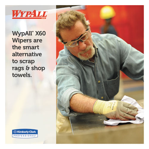 Image of WypAll® 34770 General Clean X60 Cloths, 1/4 Fold, 11 x 23, White, 100/Box, 9 Boxes/Carton