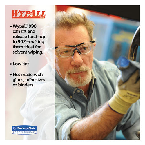 Image of WypAll® 12891 X90 Cloths, BRAG Box, 2-Ply, 11.1 x 16.8, Denim Blue, 136/Carton