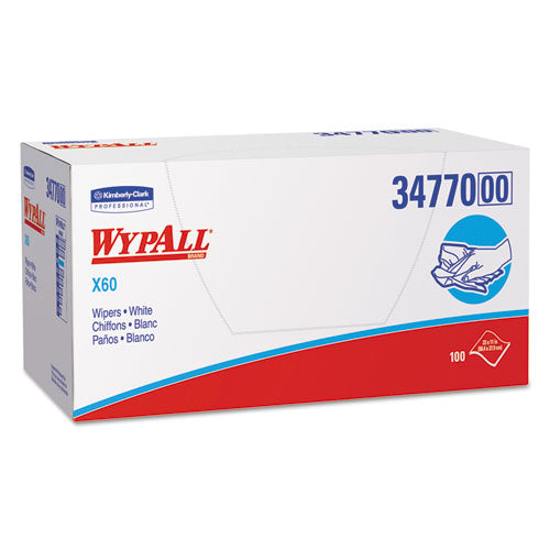 Image of WypAll® 34770 General Clean X60 Cloths, 1/4 Fold, 11 x 23, White, 100/Box, 9 Boxes/Carton