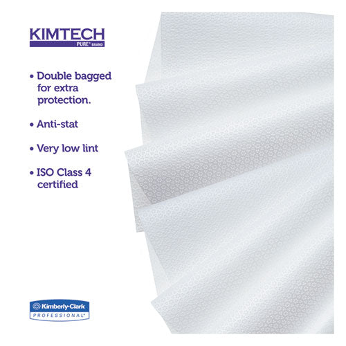 Image of Kimtech 33330 W4 Critical Task Wipers, Flat Double Bag, 12 x 12, Unscented, White, 100/Bag, 5 Bags/Carton