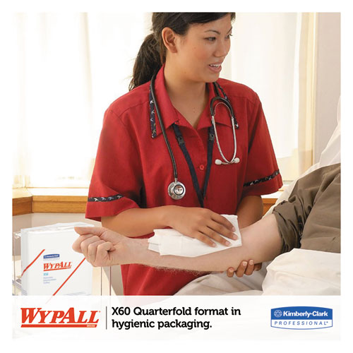 Image of WypAll® 35025 X50 Cloths, 1/4 Fold, 12.5 x 10, White, 26/Pack, 32 Packs/Carton