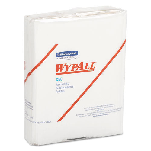 Image of WypAll® 35025 X50 Cloths, 1/4 Fold, 12.5 x 10, White, 26/Pack, 32 Packs/Carton