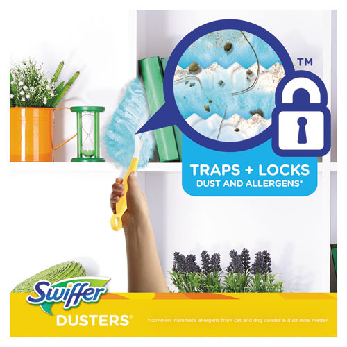Image of Swiffer® 21461 Dusters Refill, DustLock Fiber, Lavender Vanilla Scent, Light Blue, 10/Box, 4 Boxes/Carton