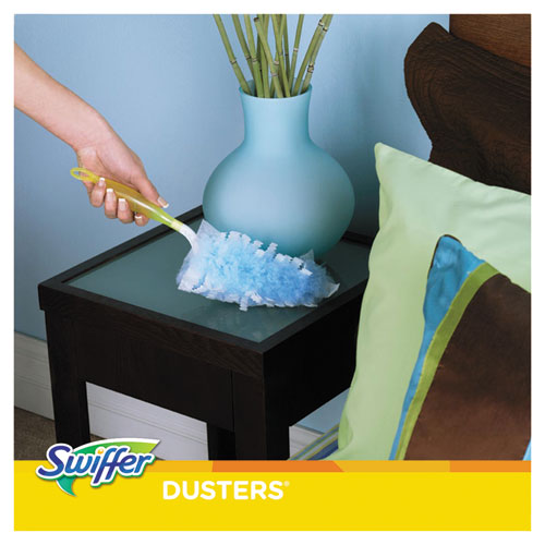 Image of Swiffer® PGC11804KT Dusters Starter Kit, Dust Lock Fiber, 6" Handle with Five Refill Dusters, Blue/Yellow