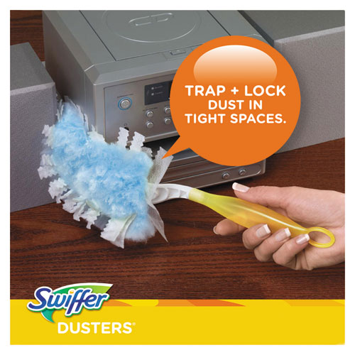 Image of Swiffer® 21461 Dusters Refill, DustLock Fiber, Lavender Vanilla Scent, Light Blue, 10/Box, 4 Boxes/Carton