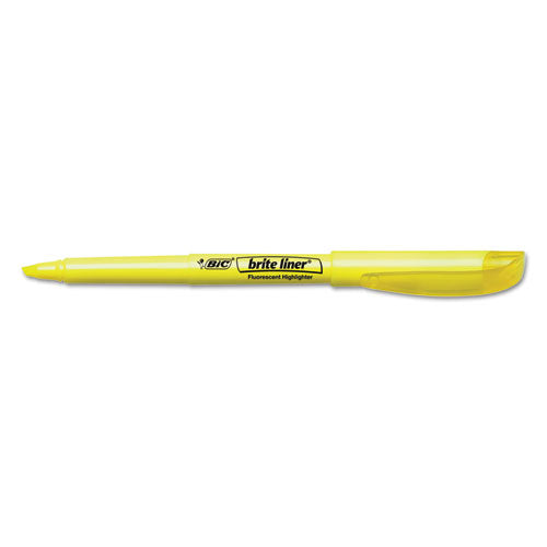 Image of BIC® BL241-YW Brite Liner Highlighter Value Pack, Yellow Ink, Chisel Tip, Yellow/black Barrel, 24/pack