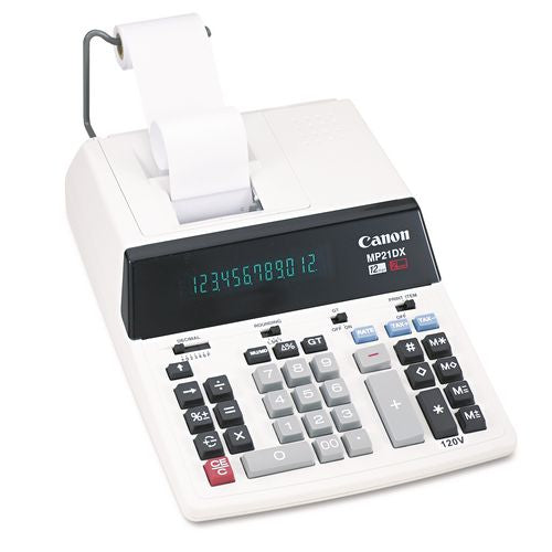 Image of Canon® 2292B001 Mp21dx 12-Digit Ribbon Printing Calculator, Black/red Print, 3.5 Lines/sec