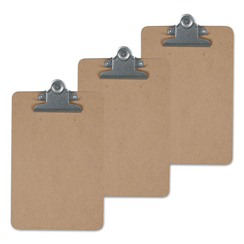 Image of Universal® UNV40305VP Hardboard Clipboard, 1.25" Clip Capacity, Holds 8.5 x 14 Sheets, Brown, 3/Pack
