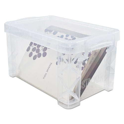 Image of Advantus 40305 Super Stacker Storage Boxes, Holds 500 4 X 6 Cards, 7.25 X 5 X 4.75, Plastic, Clear