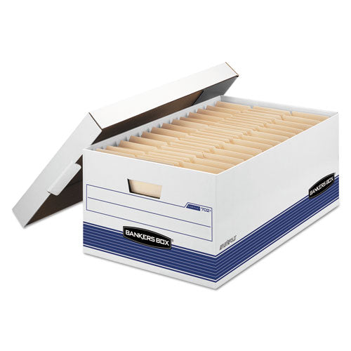 Image of Bankers Box® 0070205 Stor/file Medium-Duty Storage Boxes, Legal Files, 15.88" X 25.38" X 10.25", White/blue, 4/carton
