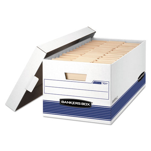 Image of Bankers Box® 00701 Stor/file Medium-Duty Storage Boxes, Letter Files, 12.88" X 25.38" X 10.25", White/blue, 12/carton