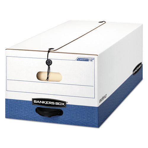Image of Bankers Box® 0001203 Liberty Heavy-Duty Strength Storage Boxes, Legal Files, 15.25" X 24.13" X 10.75", White/blue, 4/carton