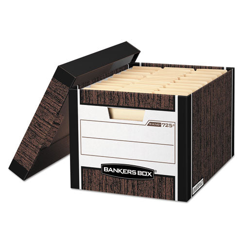Image of Bankers Box® 00725 R-Kive Heavy-Duty Storage Boxes, Letter/legal Files, 12.75" X 16.5" X 10.38", Woodgrain, 12/carton